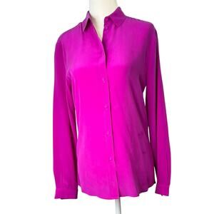 Sezane Women's blouse top gorgeous magenta Button-Up long sleeve silk size 32